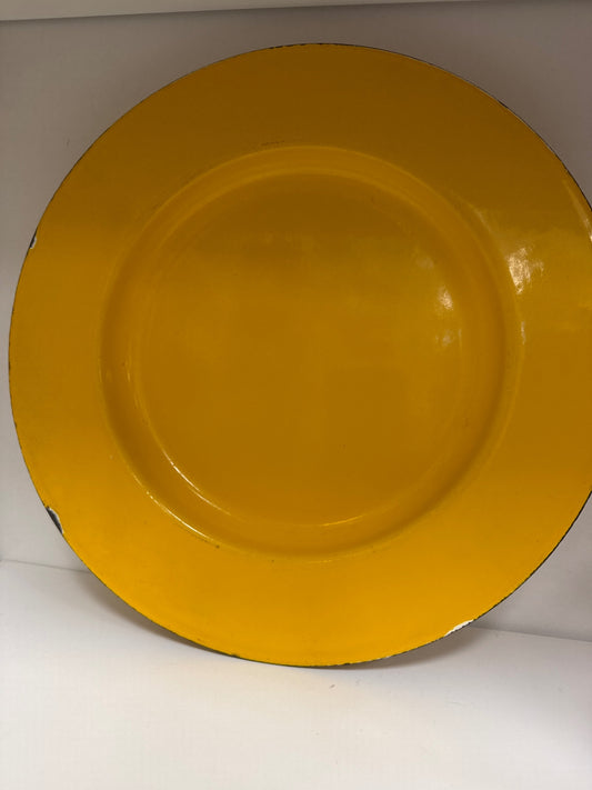 Rare, heavy yellow enamelwere plate