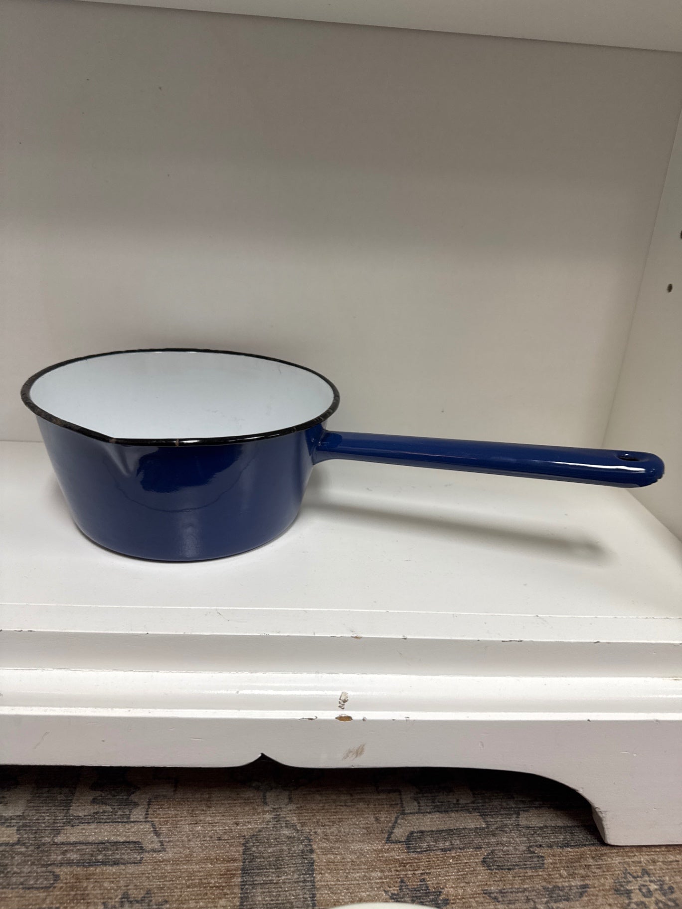 Blue enamel sauce pan