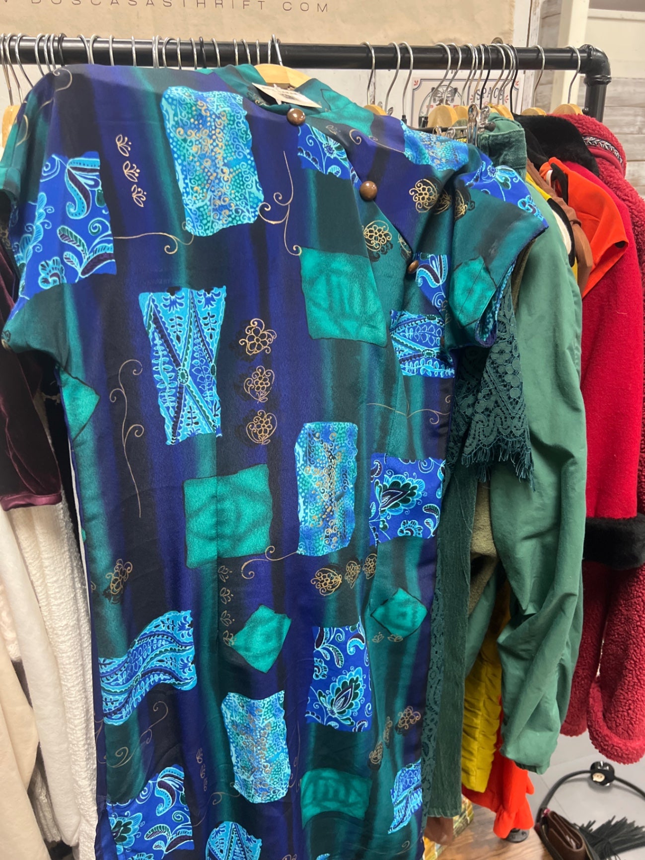 Vintage Oriental blue green dress