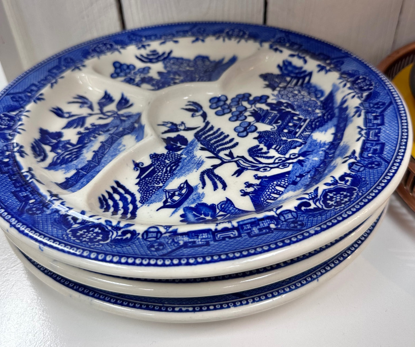 Blue/white divided plate