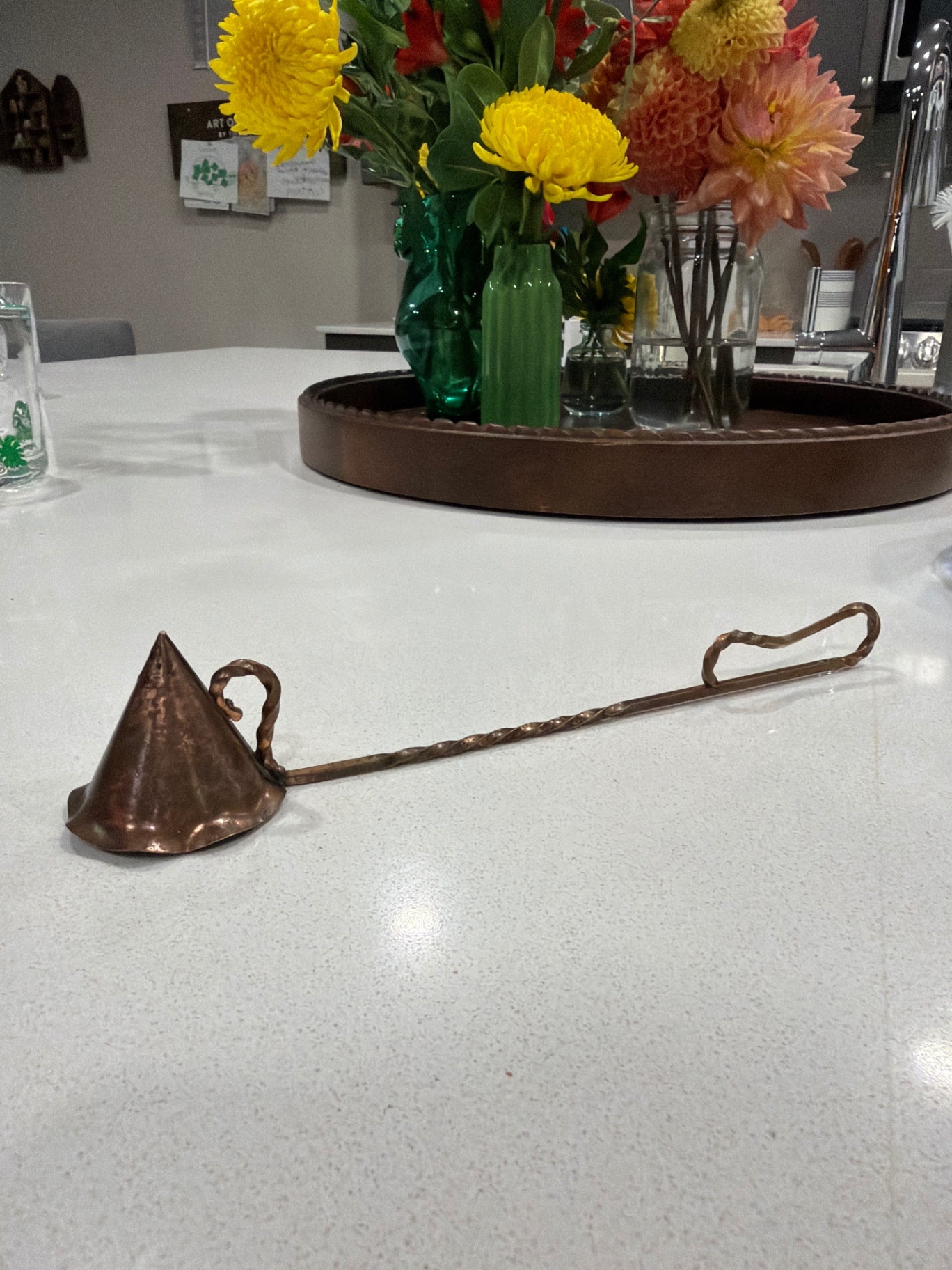 10" Antique Copper Twisted Handle Candle Snuffer