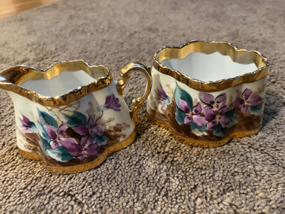 Hand Painted Austria Cream and Sugar