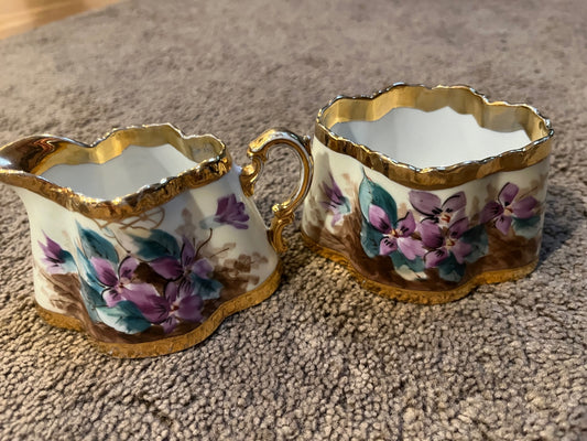 Hand Painted Austria Cream and Sugar