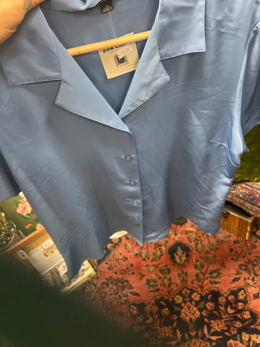 Blue silk blouse 