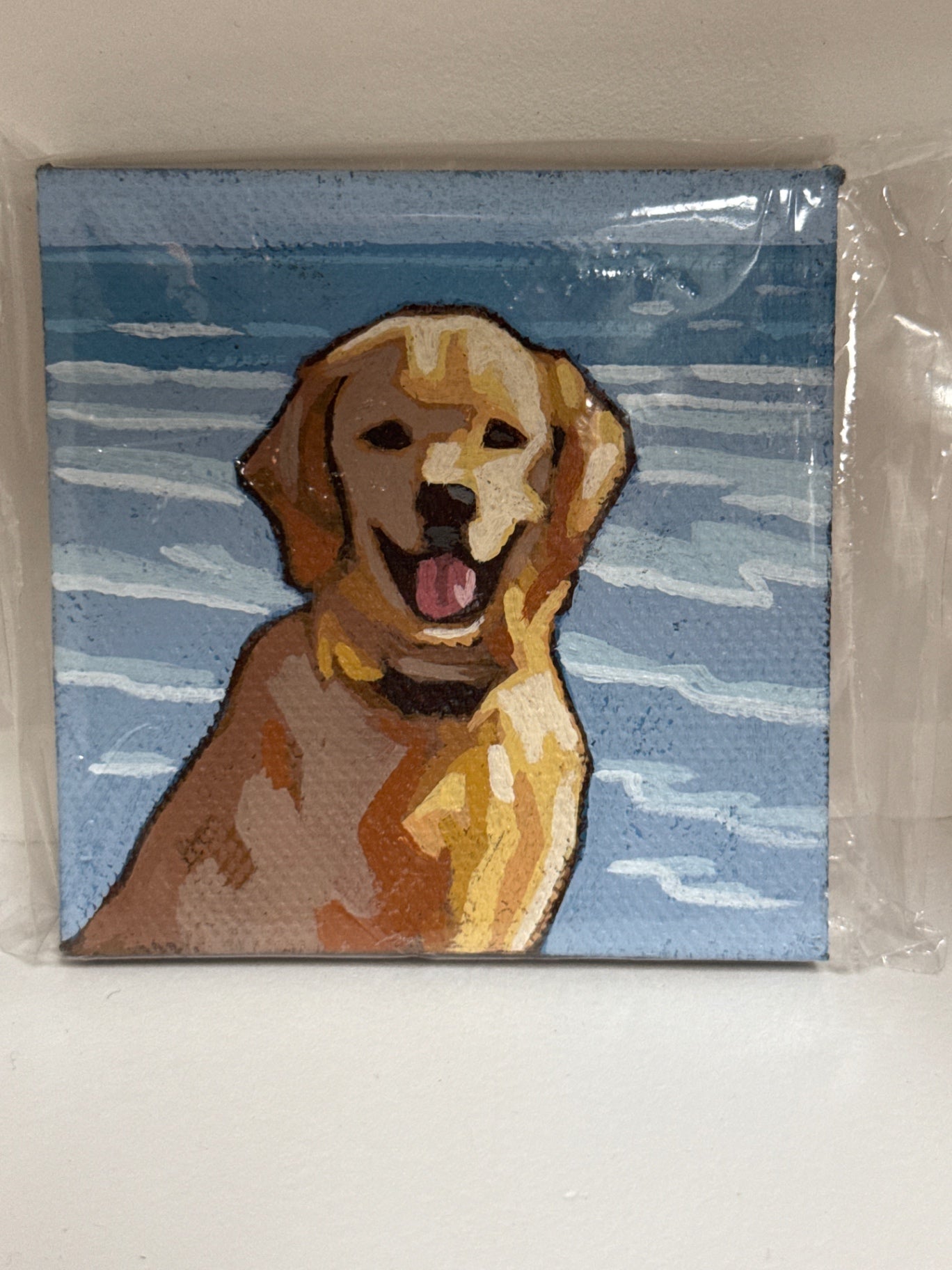 Dog original painting on canvas signed
