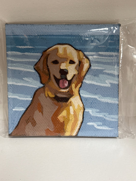 Dog original painting on canvas signed