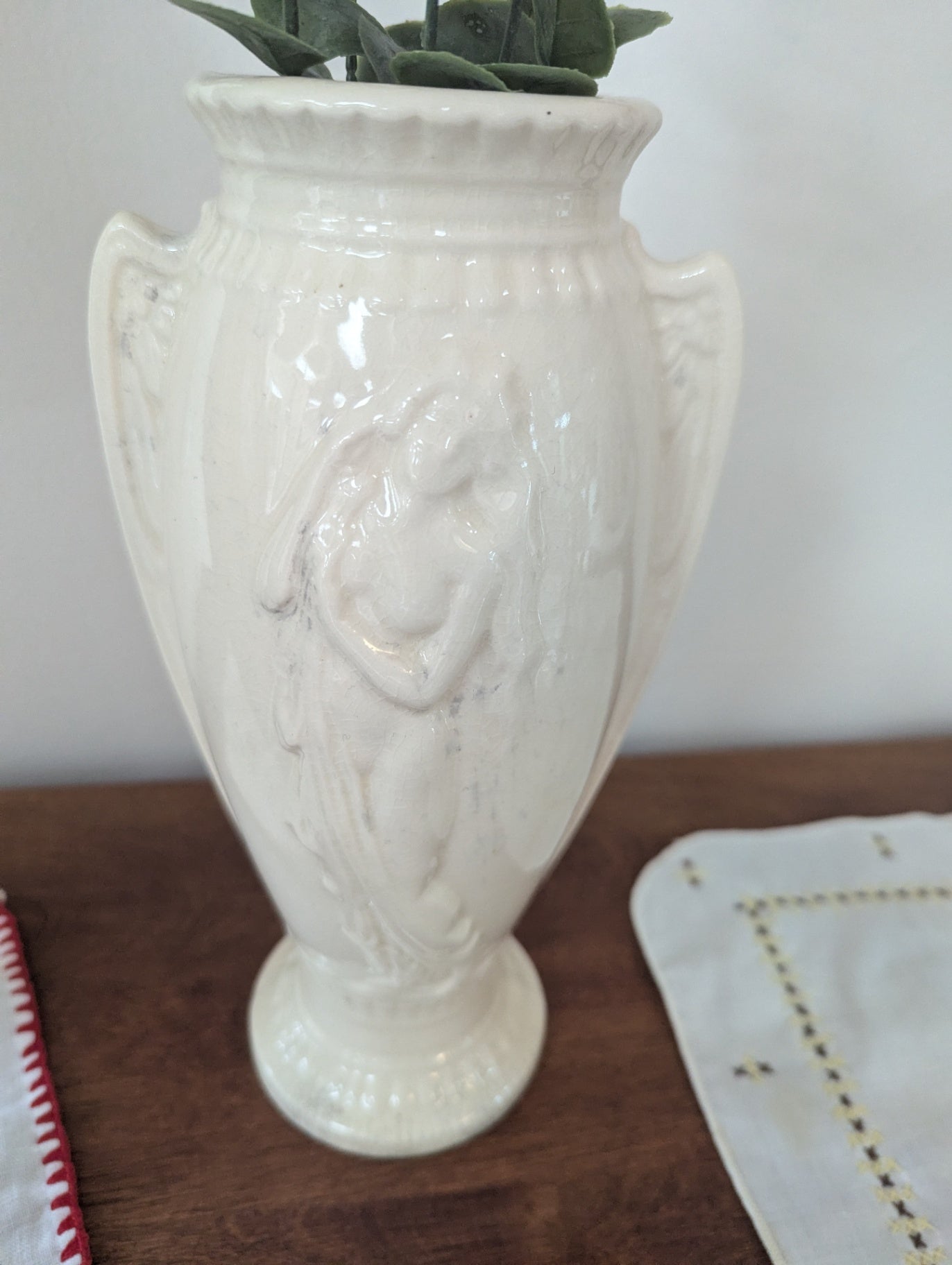 Vtg. Neoclassical Vase with Woman Relief 