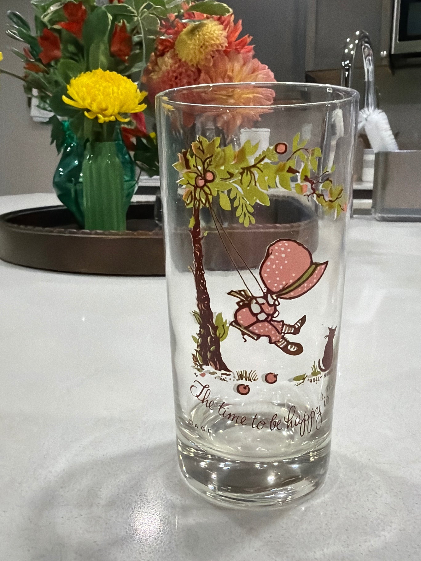Vintage Holly Hobbie "The time to be happy" Highball Glass