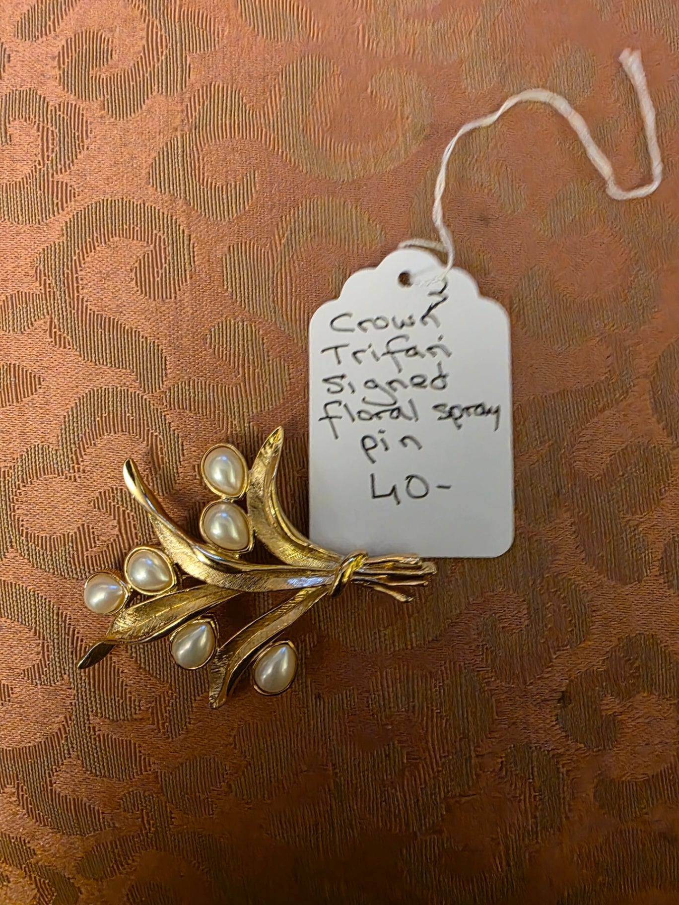 Crown trifari floral spray pin.