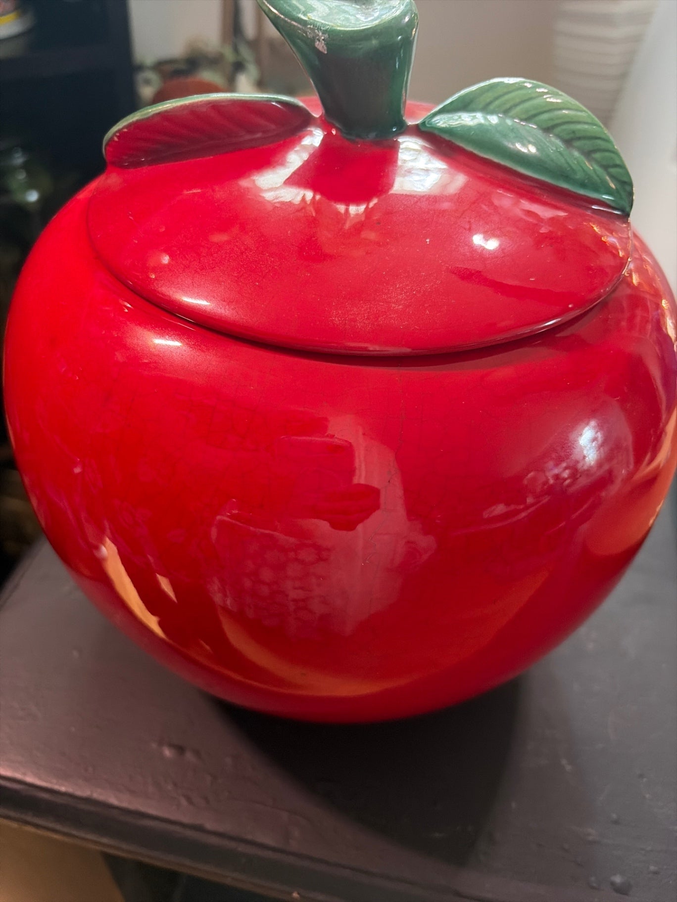 Vintage Red Apple Cookie Jar