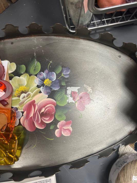 Home Decor metal floral tray