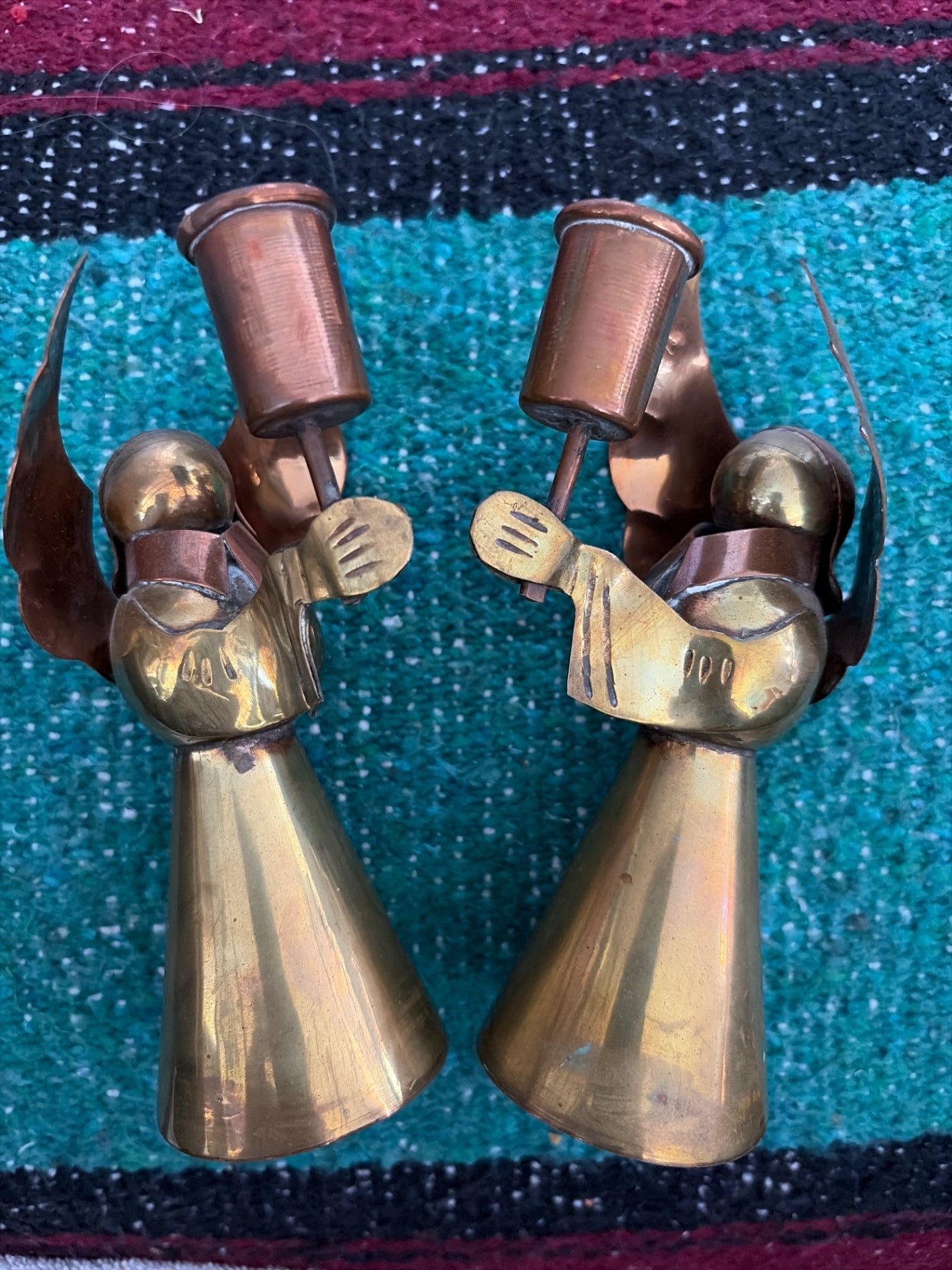 Brass and copper candle holders 