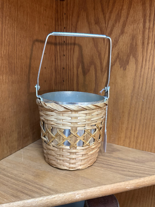 Vintage mini wicker wrapped ice bucket