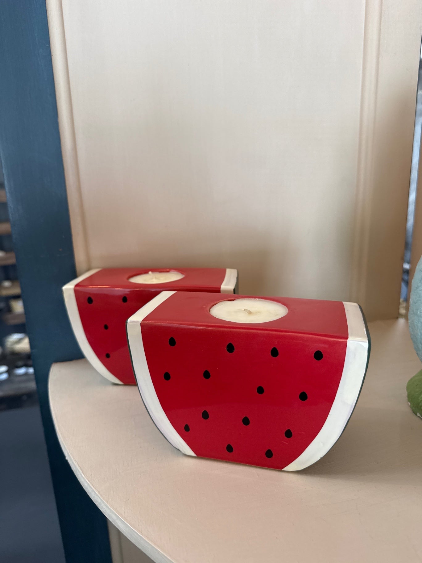 Ceramic Watermelon Candles, Pair
