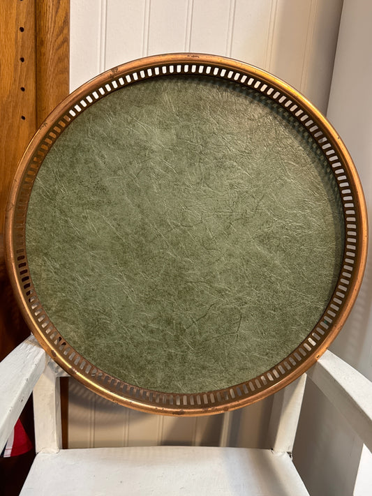 Bar tray with brass trim