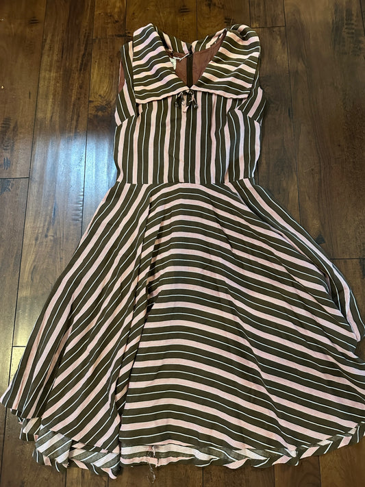 1960’s brown & pink striped dress