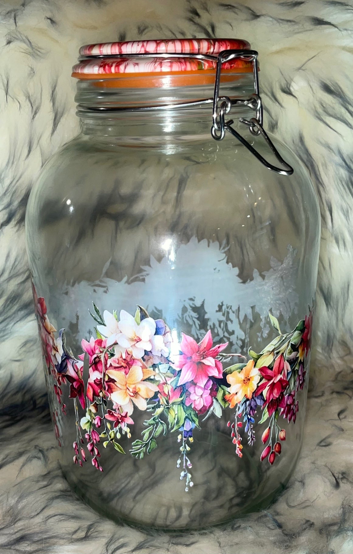 Decorative 1 gallon flip top storage jar