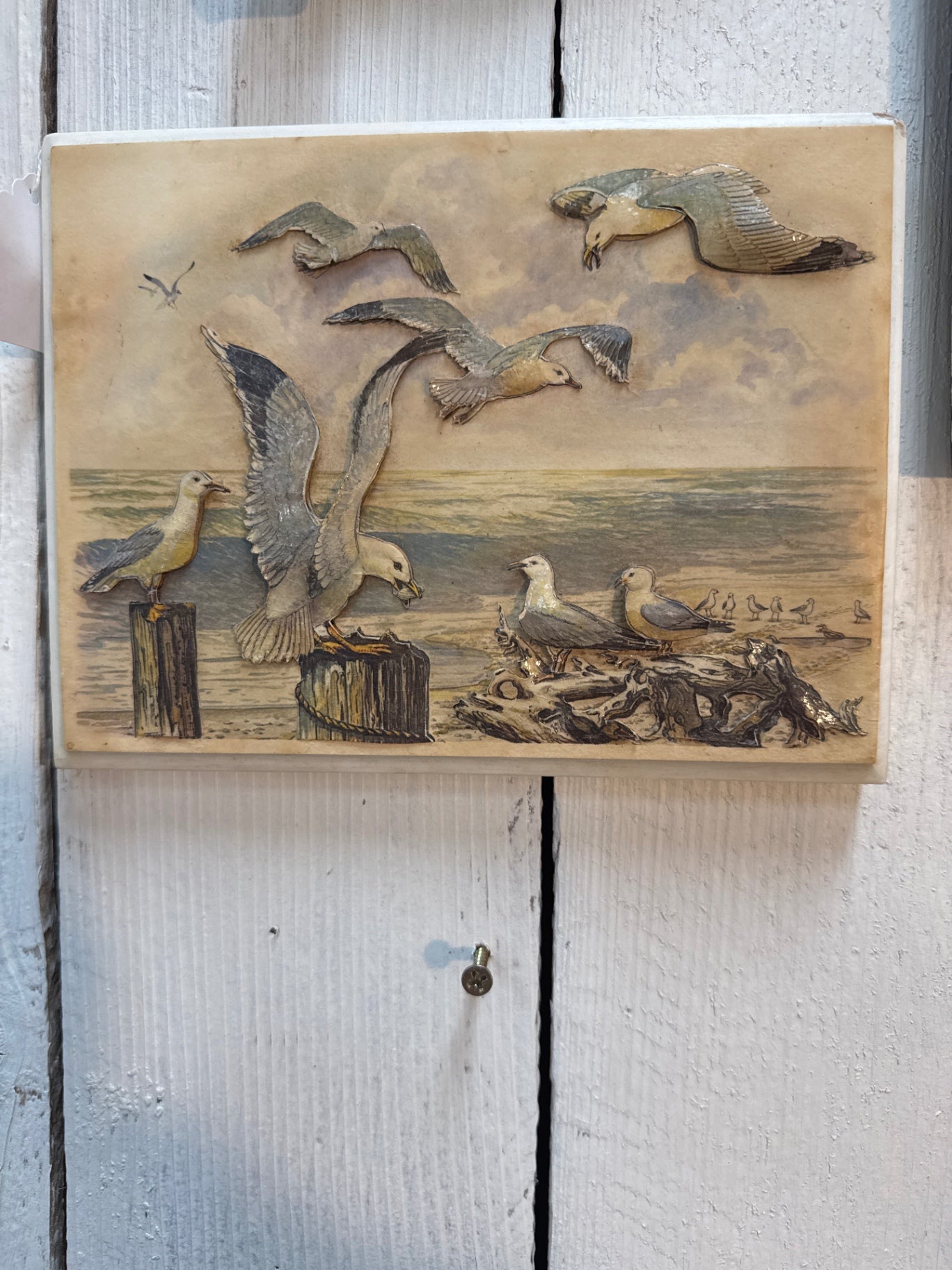 Flock of seagulls mid century three dimensional art