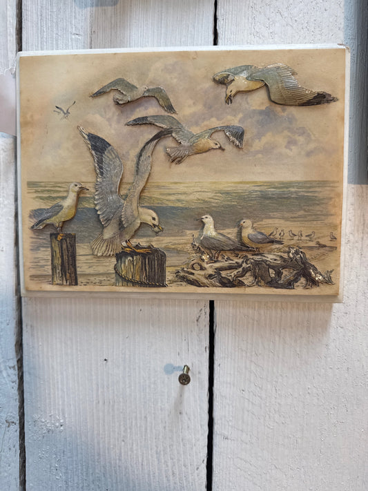 Flock of seagulls mid century three dimensional art