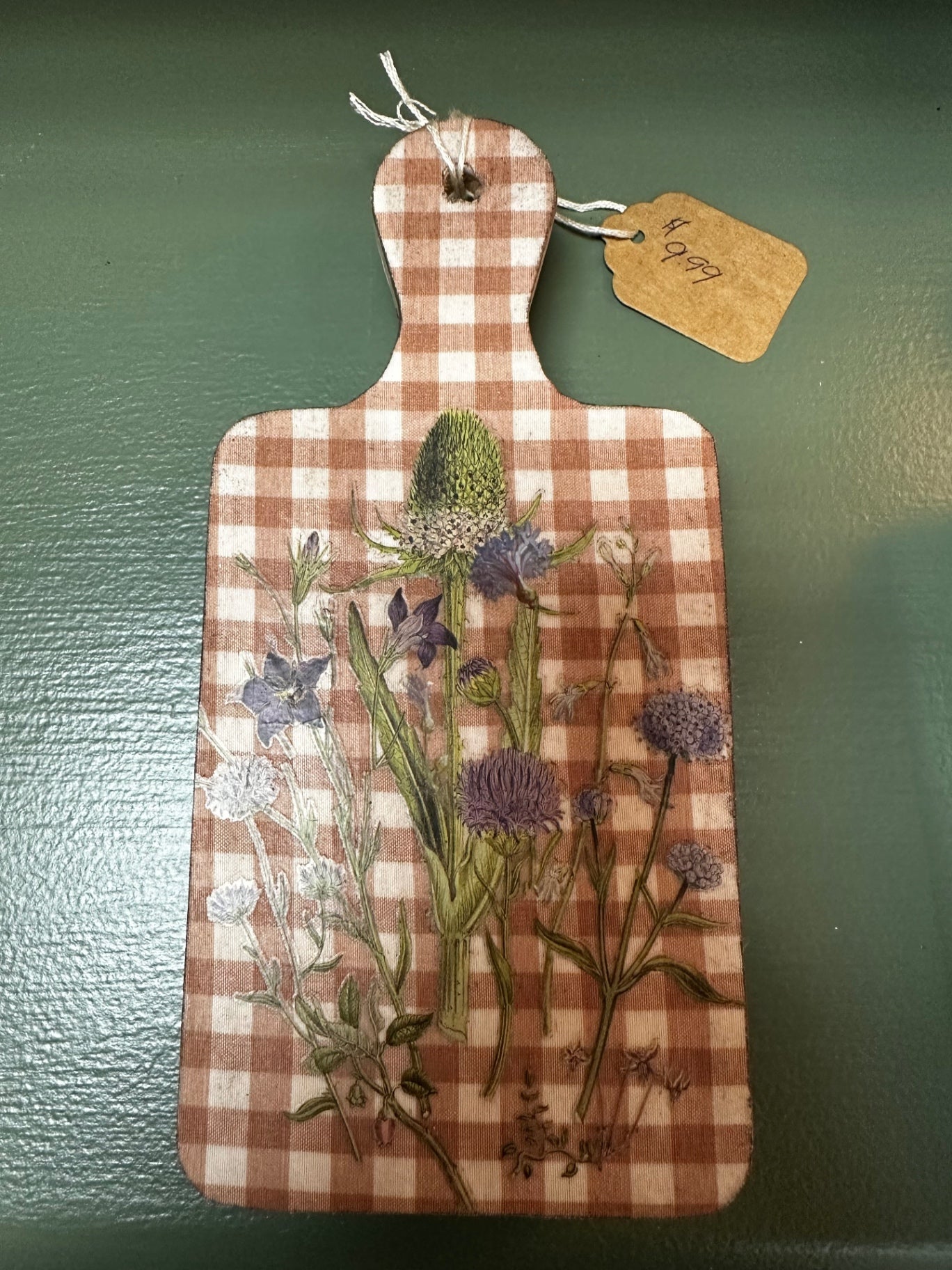Light switch cover tan plaid with wild flowers