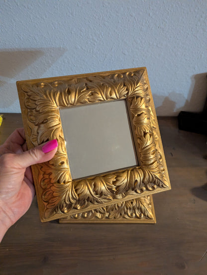 Pair of Vtg. Home Interior's Ornate Resin Square Mirrors