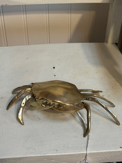 Mid-century modern brass crab trinket dish