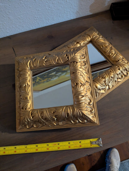 Pair of Vtg. Home Interior's Ornate Resin Square Mirrors
