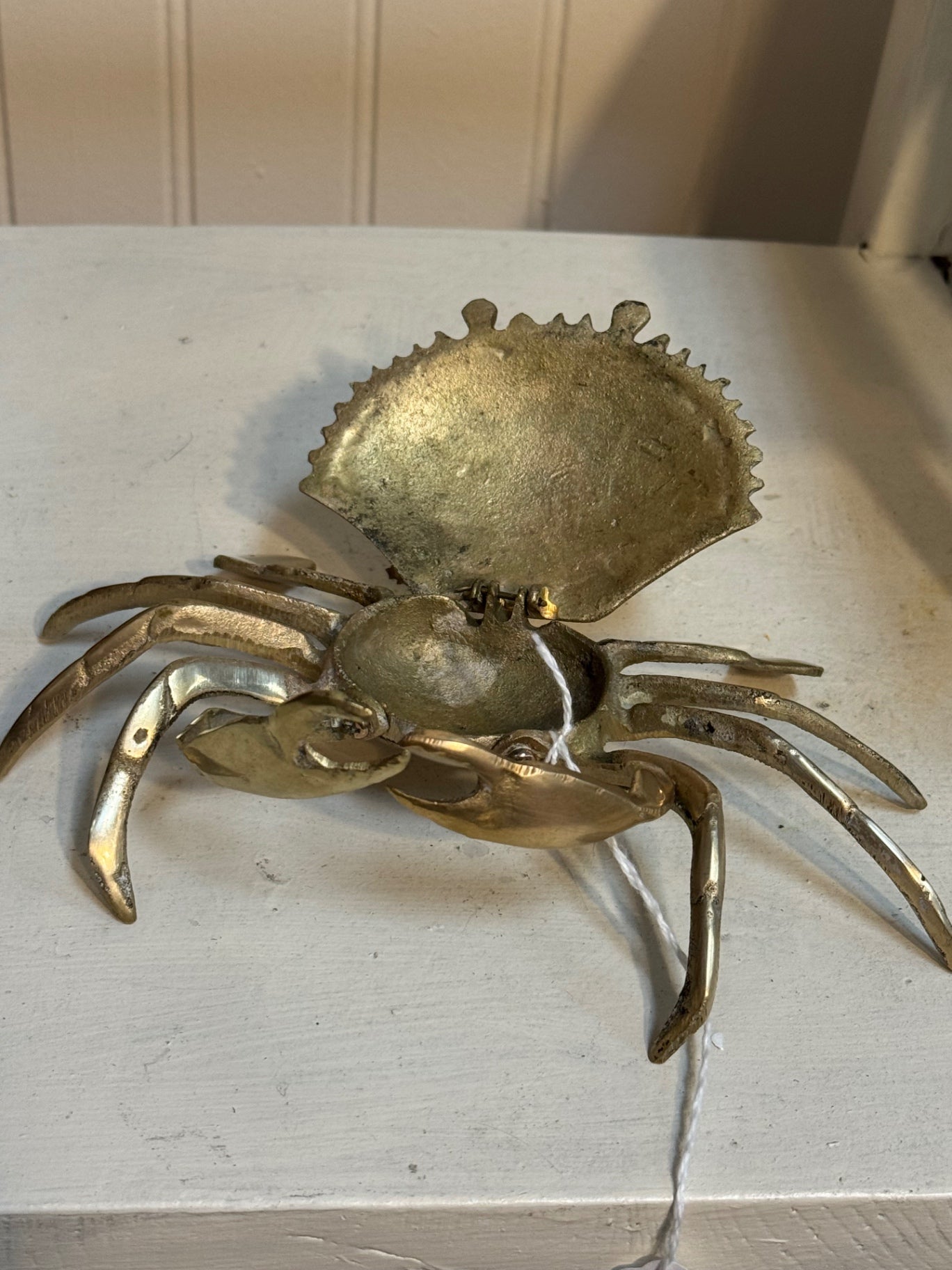 Mid-century modern brass crab trinket dish