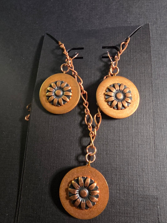 1n set Copper flower/washer necklace set