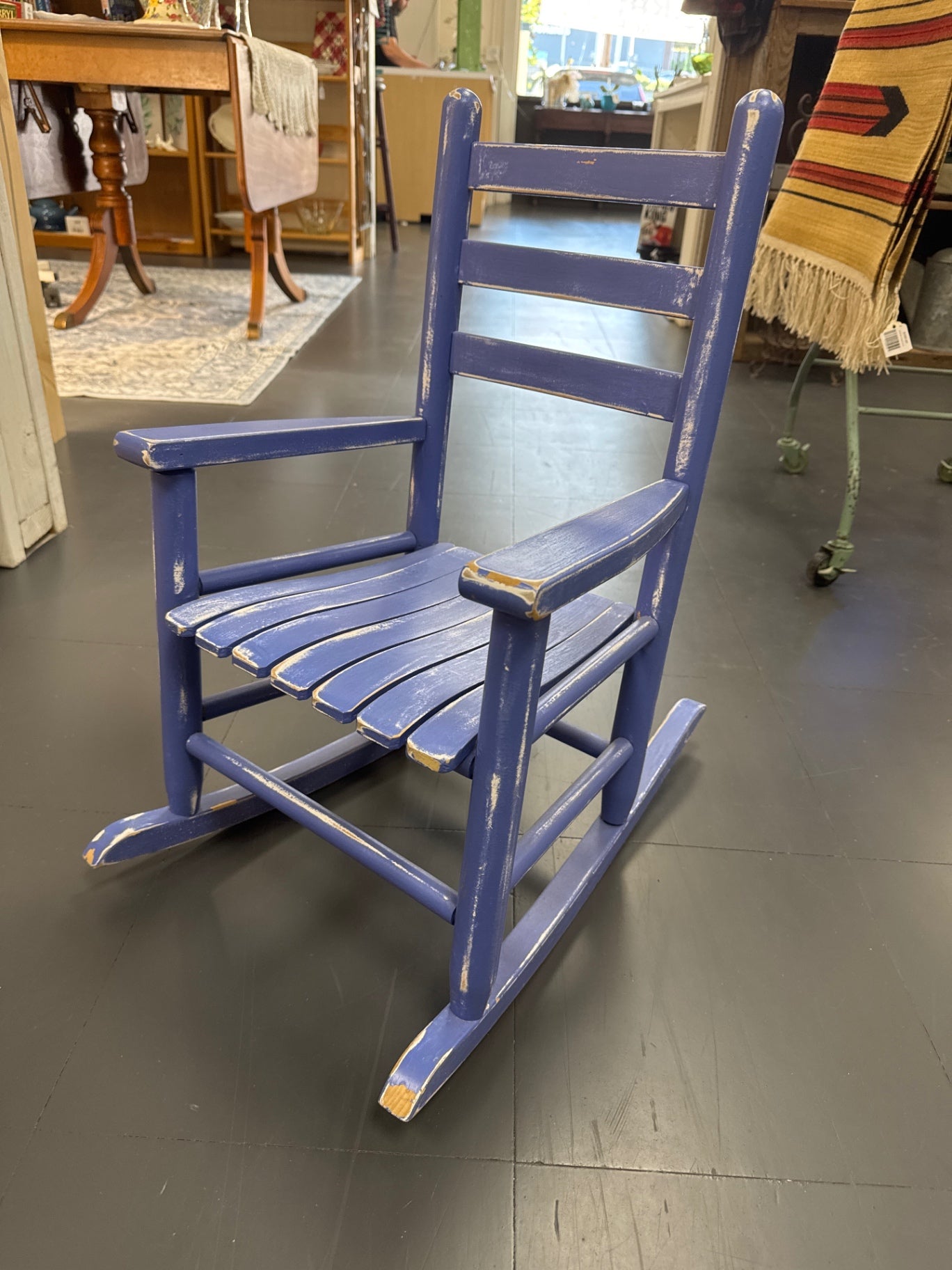Blue rocking chair