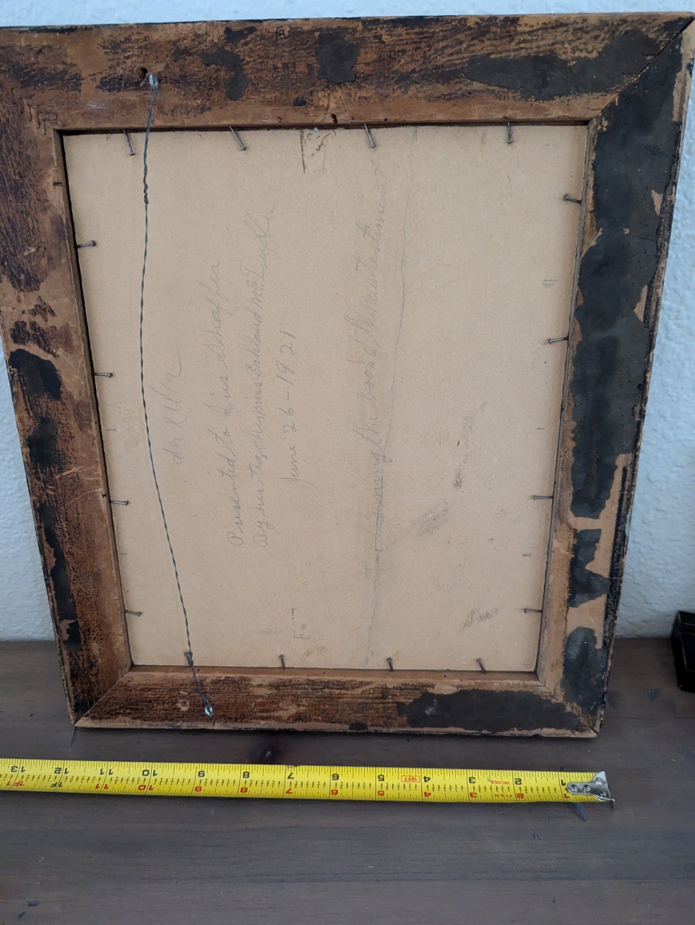 Antique Oil Scenery with Note on Back