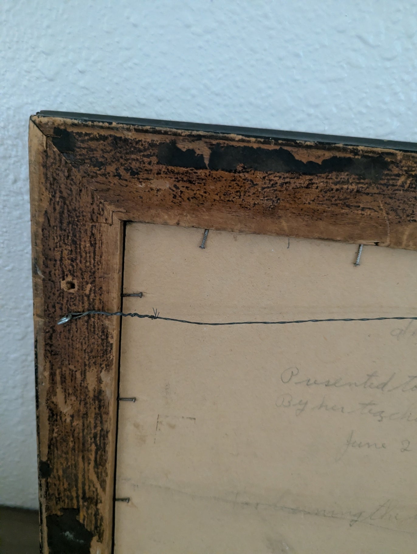 Antique Oil Scenery with Note on Back