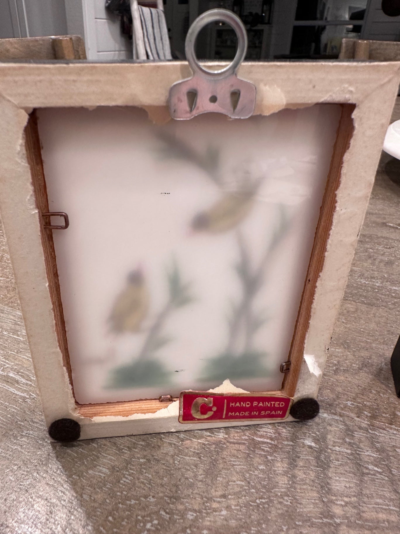 Pair of MCM made in Spainbird paintings miniature
