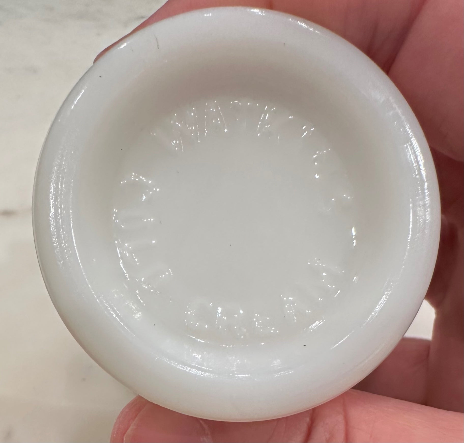 Watkins Cold cream milk glass jar