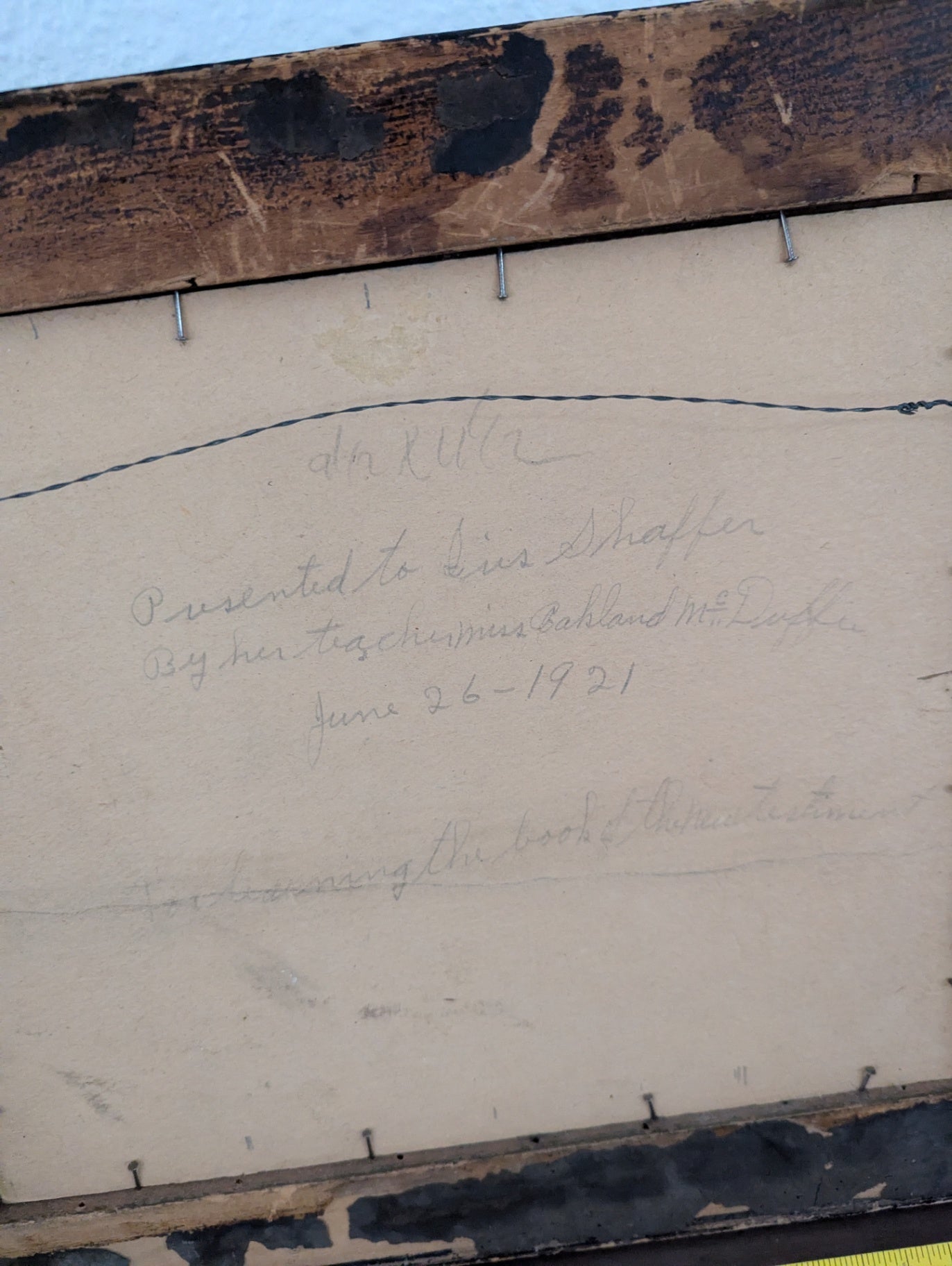 Antique Oil Scenery with Note on Back