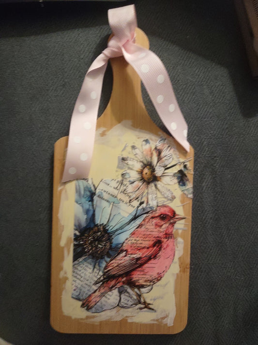 Cutting board pink bird