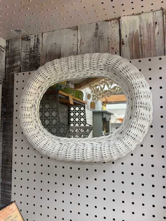 White wicker mirror