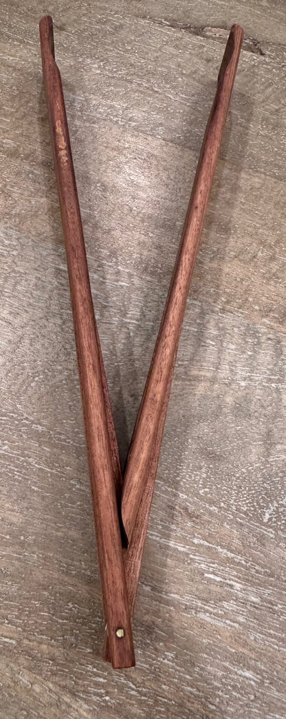 Mid century wood folding tongs