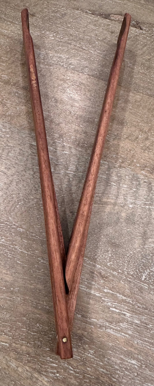 Mid century wood folding tongs