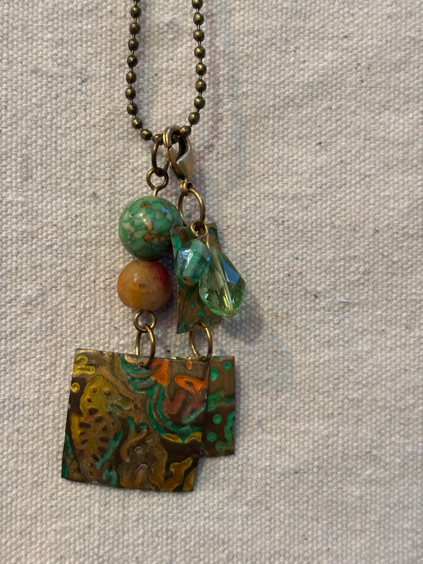 necklace embossed copper