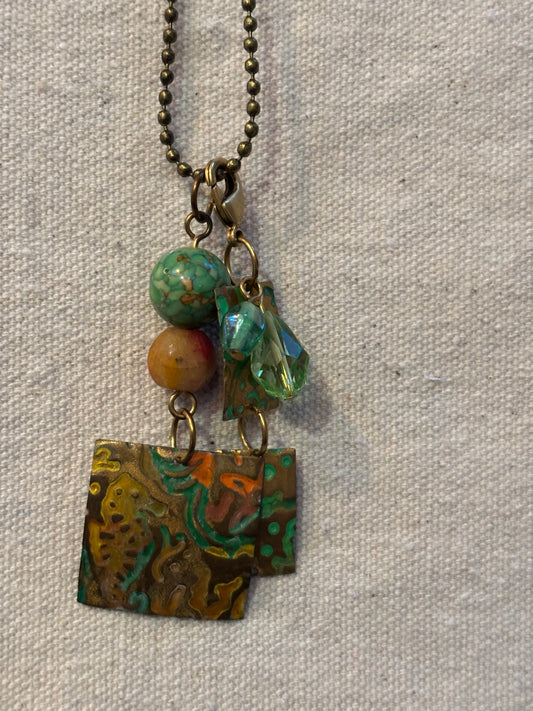 necklace embossed copper