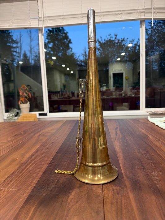 Vtg Brass Horn with Chain