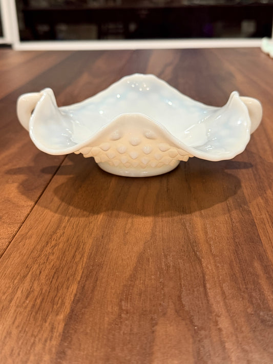 Vtg Fenton White Hobnail Milk Glass Candy Dish