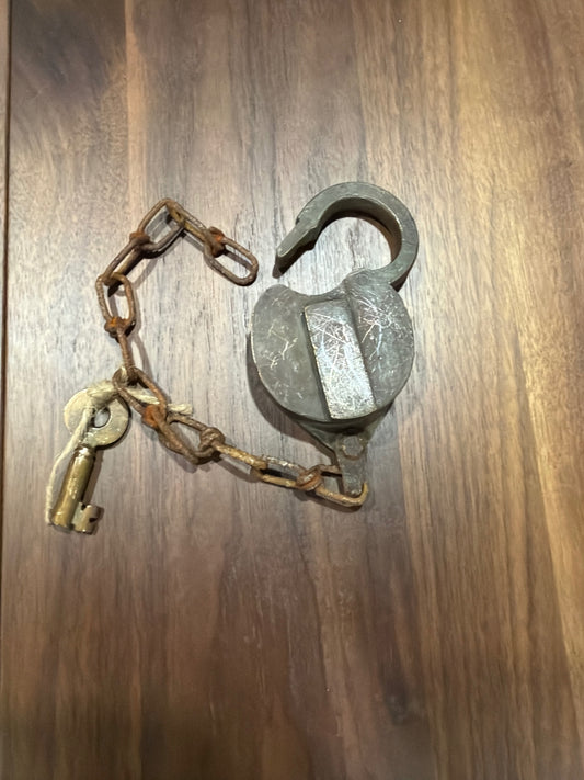 Antique Solid Brass Padlock with Key