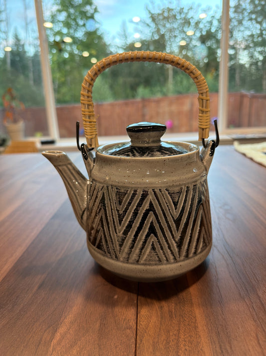 Vtg Japanese Stoneware Speckled Grey Teapot