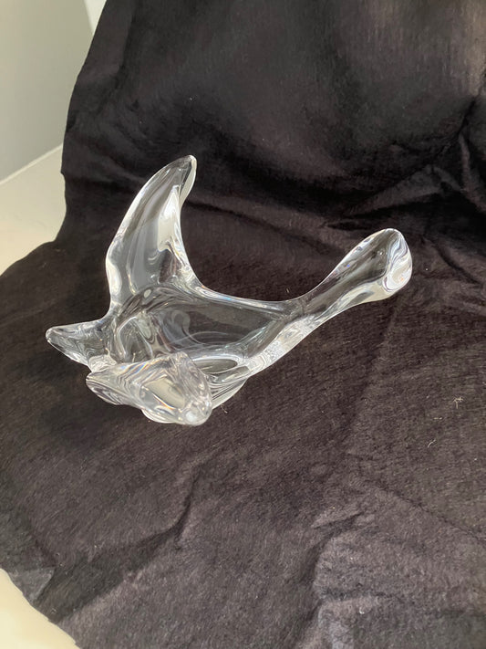 Heavy lead glass dove dish