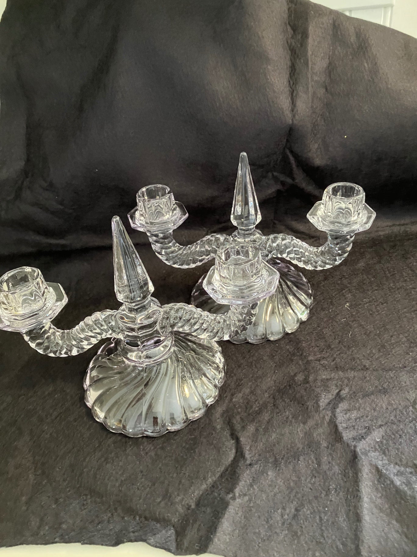 CandlesPr. Vintage Fostoria “Colony” dbl. candelsticks