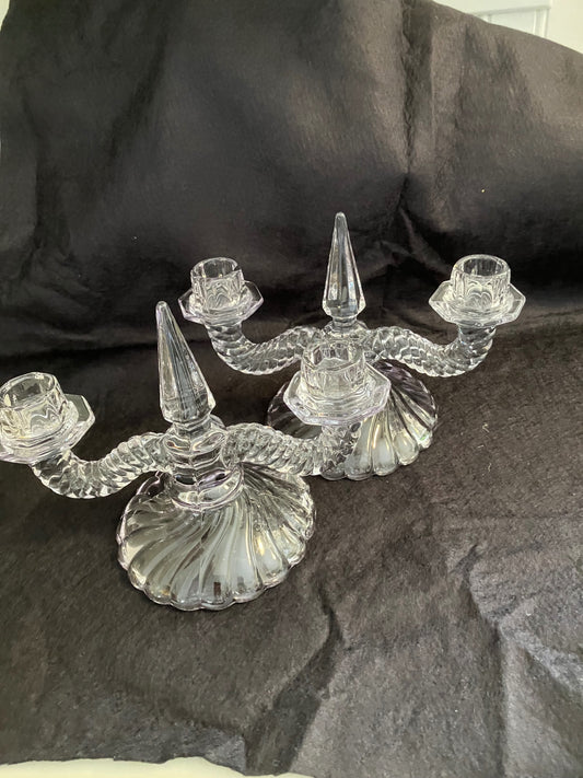 CandlesPr. Vintage Fostoria “Colony” dbl. candelsticks