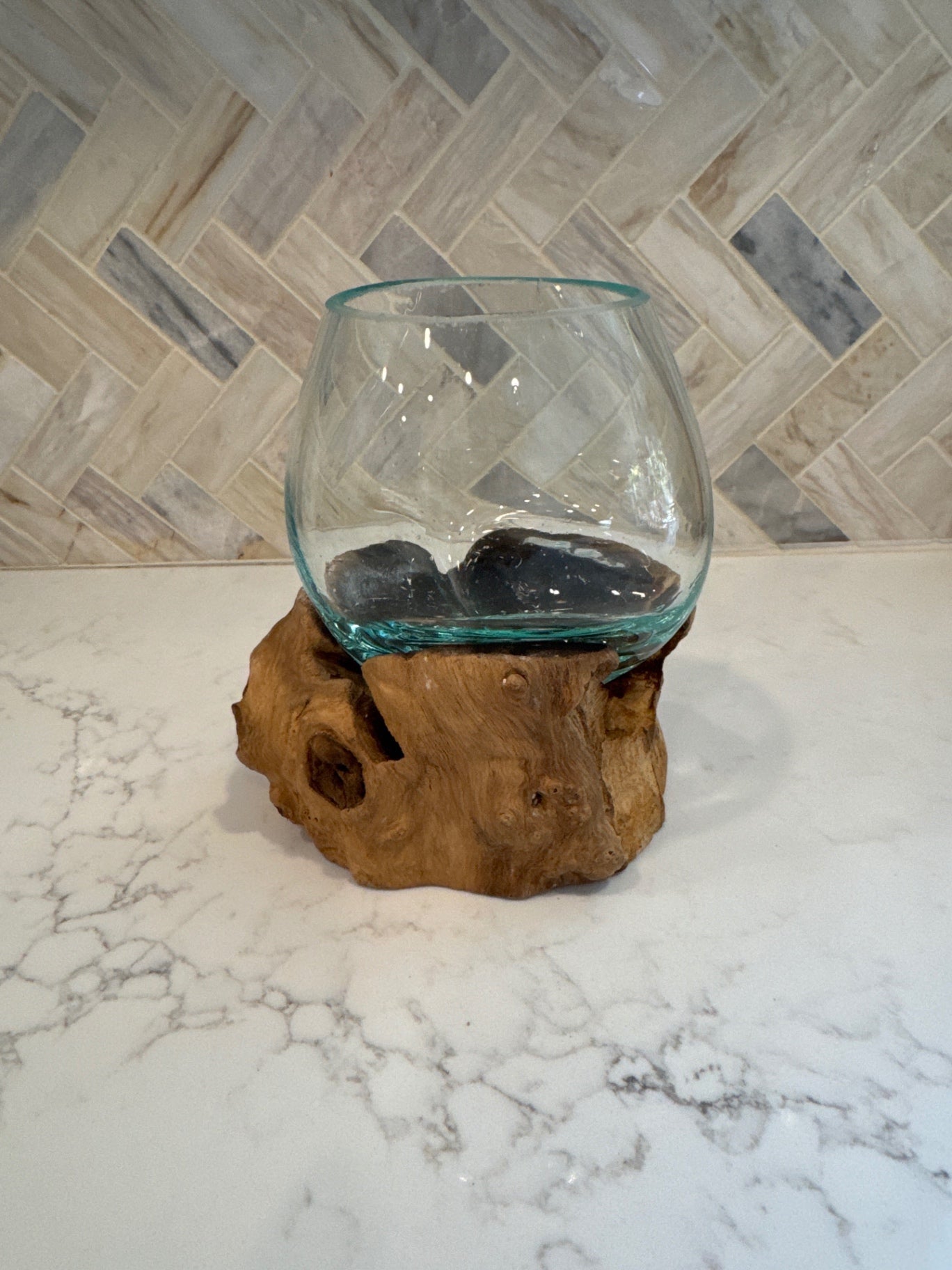 Hand Blown Glass on Driftwood M