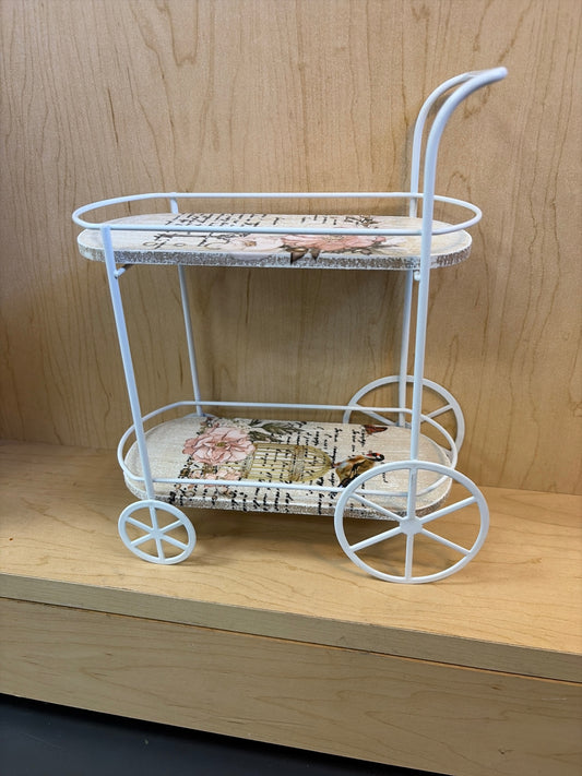 Mini white cart with decals